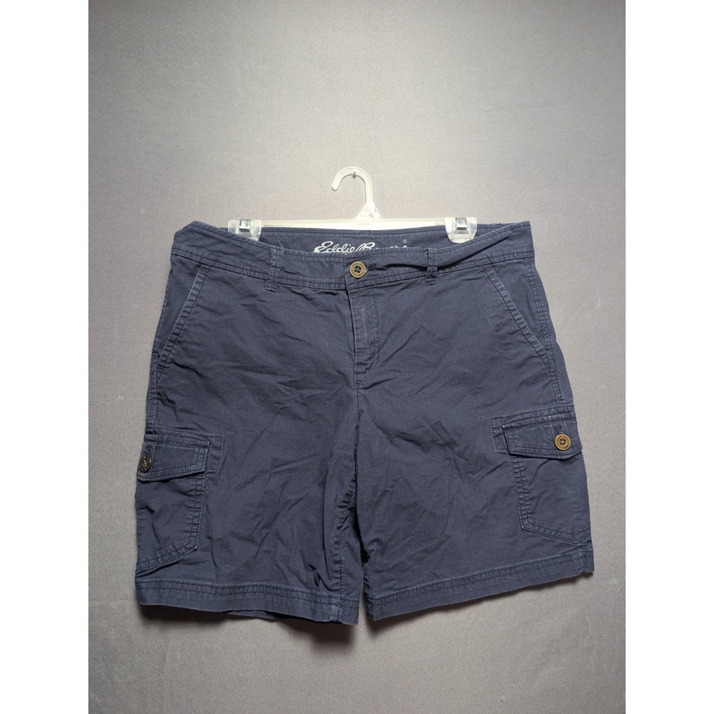 Eddie Bauer Cargo Shorts Women 8 Navy Blue Ripstop Utility Pocket Hiking Camping